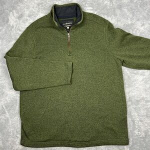 GH Bass & Co Men's XL Hunter Green 1/4 Zip Poly Knit Pullover Sweater
